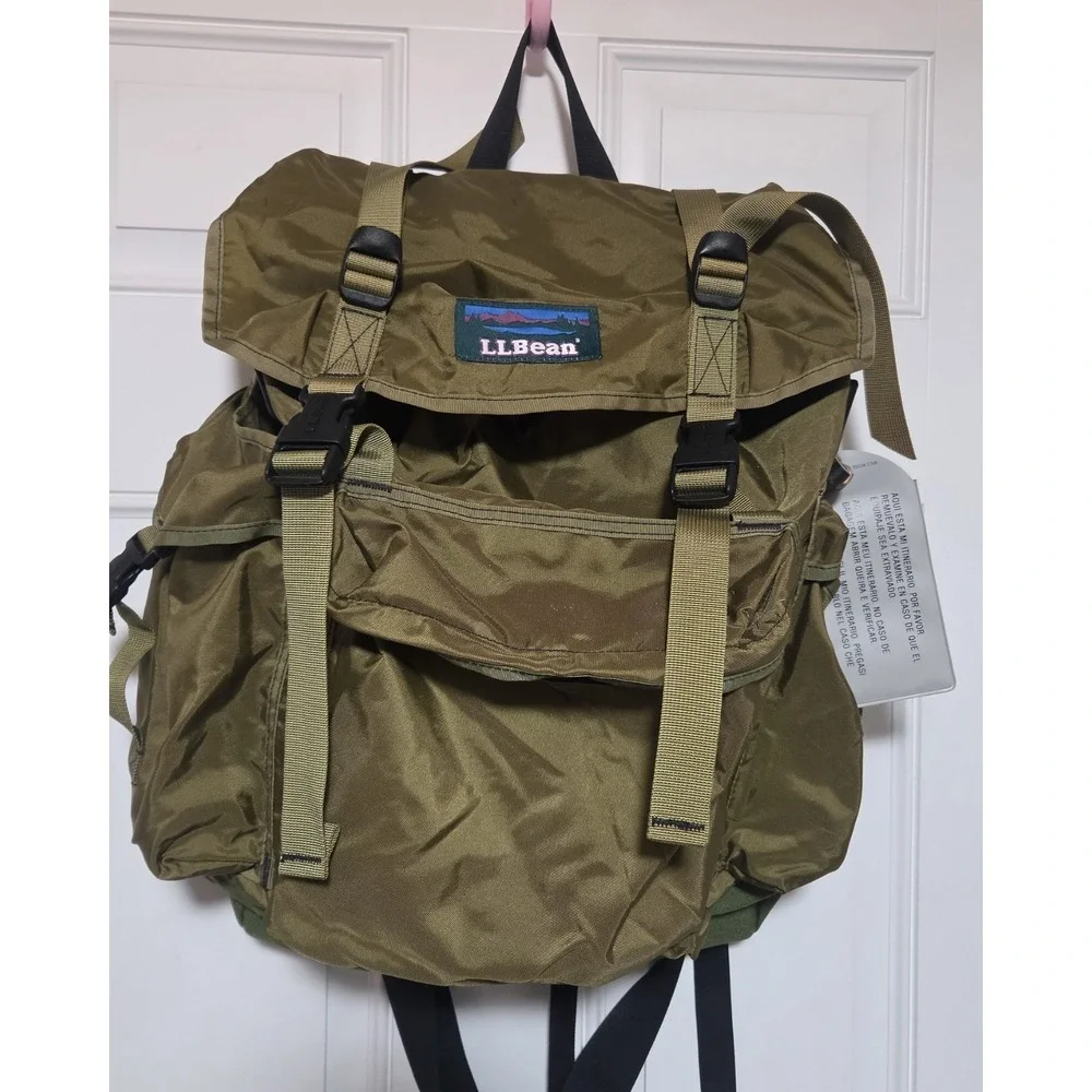 L.L.Bean 90s Continental Backpack Khaki Rare Vintage Bag LL Bean Initials